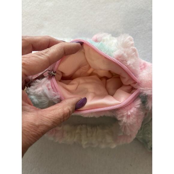 Plush Unicorn Purse with Double Handles Pastel Pink Green Blue Kidcore - Picture 4 of 6